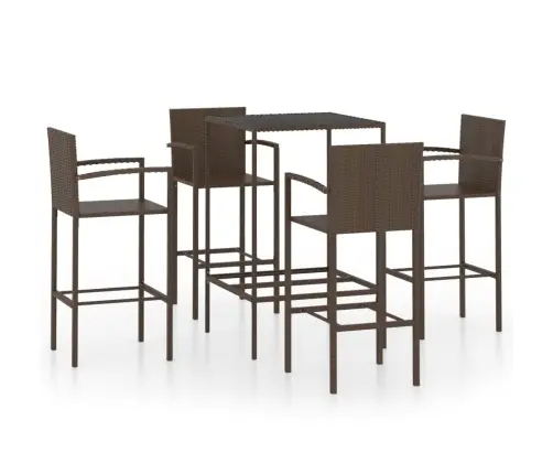 5-Daļīgs Dārza Bāra Mēbeļu Komplekts, Brūna Pe Rotangpalma Vidaxl