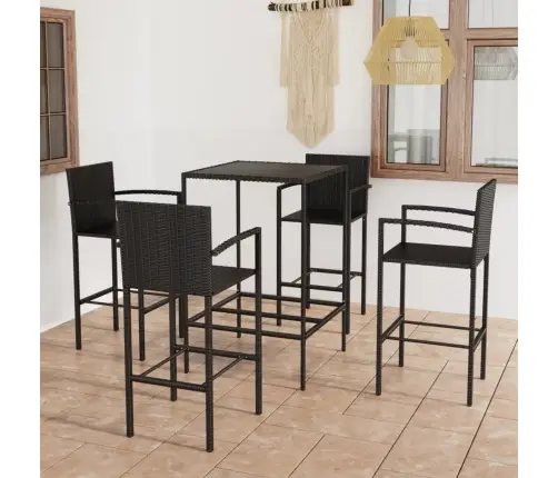 5-Osaline Aiabaari Komplekt, Polürotang, Must