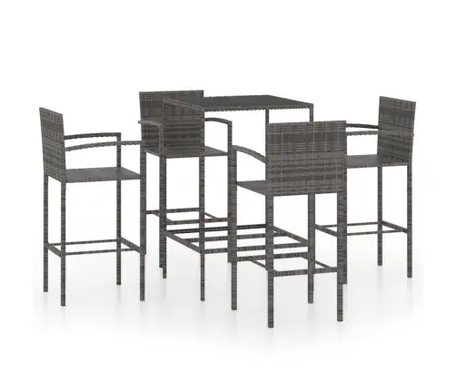 5-Daļīgs Dārza Bāra Mēbeļu Komplekts, Pelēka Pe Rotangpalma Vidaxl