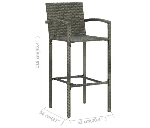 5-Daļīgs Dārza Bāra Mēbeļu Komplekts, Pelēka Pe Rotangpalma Vidaxl