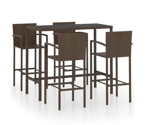 5-Daļīgs Dārza Bāra Mēbeļu Komplekts, Brūna Pe Rotangpalma Vidaxl