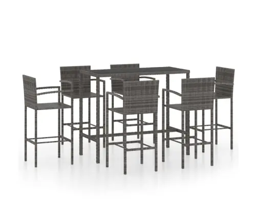 7-Daļīgs Dārza Bāra Mēbeļu Komplekts, Pelēka Pe Rotangpalma Vidaxl