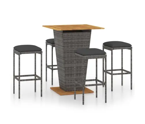 Sodo Komplektas Su Pagalvėlėmis, 5 Dalių, Pilkas, Poliratanas