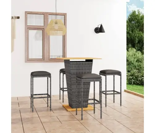 Sodo Komplektas Su Pagalvėlėmis, 5 Dalių, Pilkas, Poliratanas