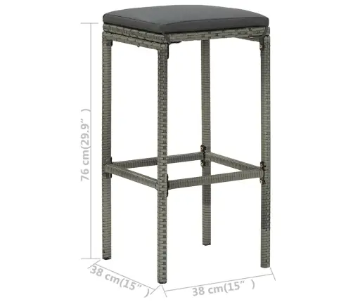 9-Daļīgs Dārza Bāra Mēbeļu Komplekts, Pelēka Pe Rotangpalma Vidaxl