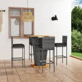 5-Daļīgs Dārza Bāra Mēbeļu Komplekts, Pelēka Pe Rotangpalma Vidaxl