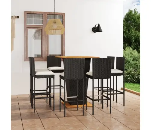 9-Daļīgs Dārza Bāra Mēbeļu Komplekts, Melna Pe Rotangpalma Vidaxl