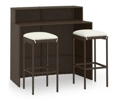 3-Daļīgs Dārza Bāra Mēbeļu Komplekts Ar Matračiem, Brūns Vidaxl