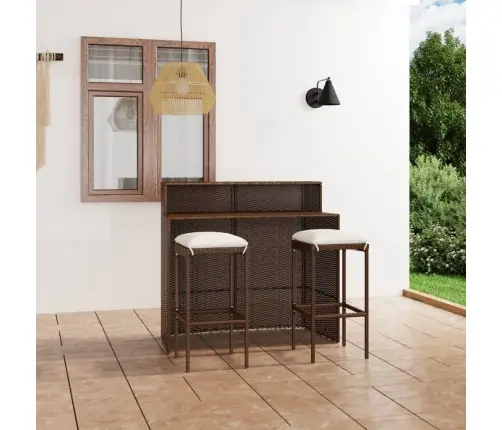 3-Daļīgs Dārza Bāra Mēbeļu Komplekts Ar Matračiem, Brūns Vidaxl