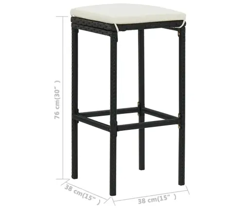 3-Daļīgs Dārza Mēbeļu Komplekts Ar Matračiem, Melns Vidaxl