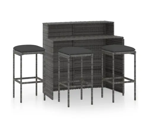 Sodo Baro Baldų Komplektas Su Pagalvėlėmis, 4 Dalių, Pilkas