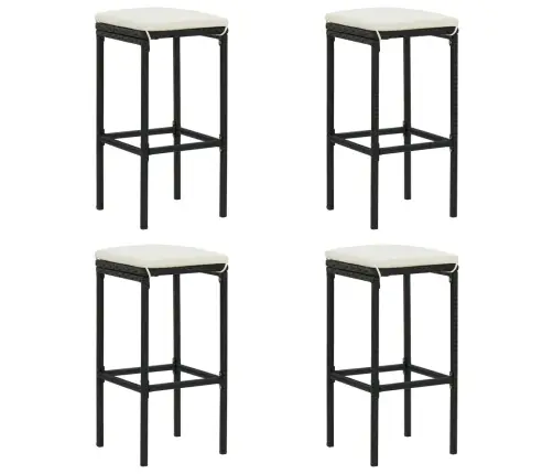 5-Daļīgs Dārza Bāra Mēbeļu Komplekts Ar Matračiem, Melns Vidaxl