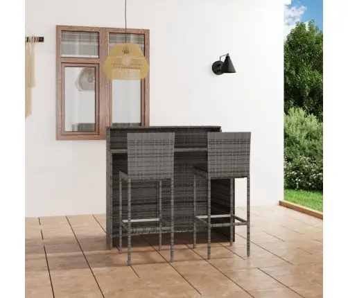 3-Daļīgs Dārza Bāra Mēbeļu Komplekts Ar Matračiem, Pelēks Vidaxl