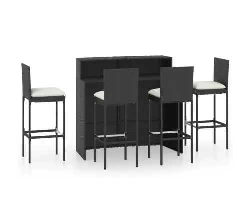 5-Daļīgs Dārza Bāra Mēbeļu Komplekts Ar Matračiem, Melns Vidaxl