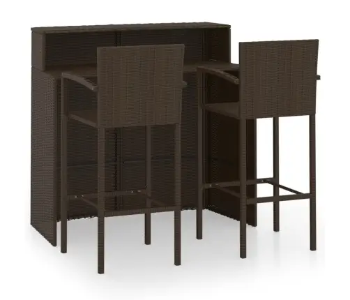 3-Daļīgs Dārza Bāra Mēbeļu Komplekts, Brūns Vidaxl