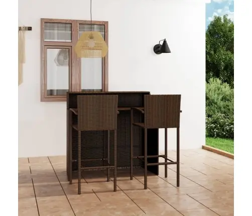 3-Daļīgs Dārza Bāra Mēbeļu Komplekts, Brūns Vidaxl