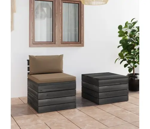 2-Daļīgs Dārza Palešu Mēbeļu Komplekts Ar Matračiem, Priede Vidaxl