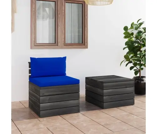 Sodo Komplektas Iš Palečių Su Pagalvėlėmis, 2 Dalių, Pušis