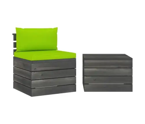 2-Daļīgs Dārza Palešu Mēbeļu Komplekts Ar Matračiem, Priede Vidaxl