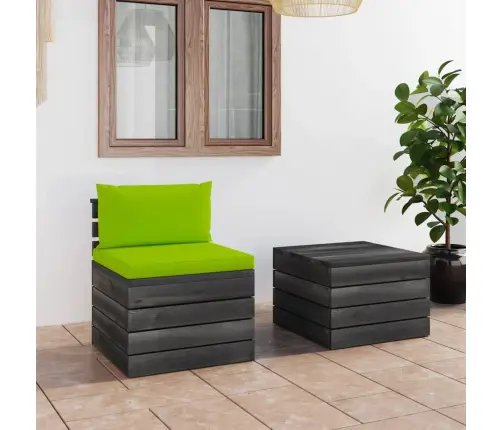 2-Daļīgs Dārza Palešu Mēbeļu Komplekts Ar Matračiem, Priede Vidaxl