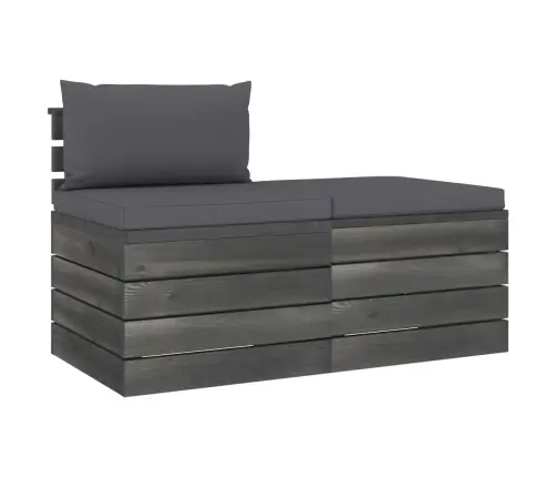 2-Daļīgs Dārza Palešu Mēbeļu Komplekts Ar Matračiem, Priede Vidaxl