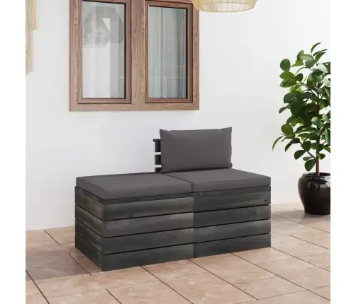 2-Daļīgs Dārza Palešu Mēbeļu Komplekts Ar Matračiem, Priede Vidaxl