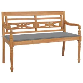 Sols Ar Pelēku Matraci, 120 Cm, Masīvs Tīkkoks Vidaxl