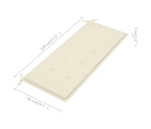 Batavia Suoliukas Su Kremine Pagalve, 120cm Tikmedžio Masyvas Batavia Suoliukas Su Kremine Pagalve, 120cm Tikmedžio Masyvas