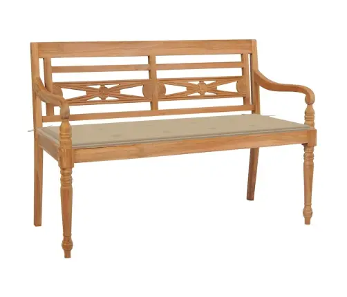 Sols Ar Bēšu Matraci, 120 Cm, Masīvs Tīkkoks Vidaxl