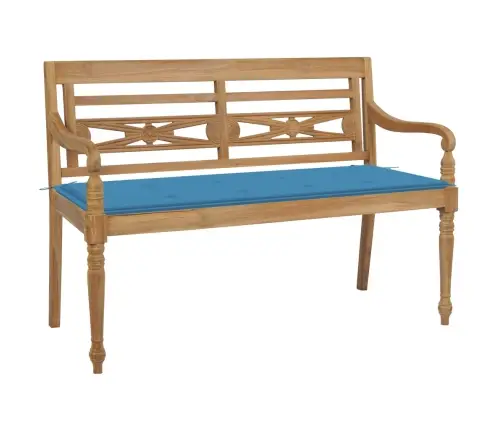 Sols Ar Zilu Matraci, 120 Cm, Masīvs Tīkkoks Vidaxl Sols Ar Zilu Matraci, 120 Cm, Masīvs Tīkkoks Vidaxl