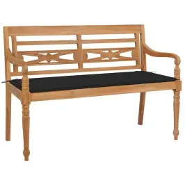 Batavia Suoliukas Su Juoda Pagalve, 120cm Tikmedžio Masyvas