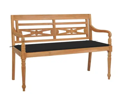 Batavia Suoliukas Su Juoda Pagalve, 120cm Tikmedžio Masyvas