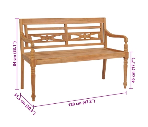 Batavia Pink Sügavsinise Padjaga, 120 cm Tiikpuu