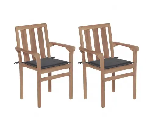 Dārza Krēsli, 2 Gab., Antracītpelēki Matrači, Masīvs Tīkkoks Vidaxl