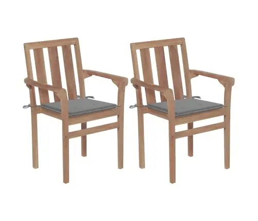 Dārza Krēsli, 2 Gab., Pelēki Matrači, Masīvs Tīkkoks Vidaxl