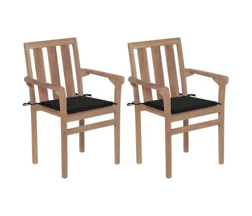 Dārza Krēsli, 2 Gab., Melni Matrači, Masīvs Tīkkoks Vidaxl