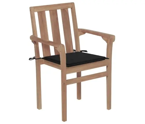 Dārza Krēsli, 2 Gab., Melni Matrači, Masīvs Tīkkoks Vidaxl