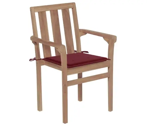 Dārza Krēsli, 2 Gab., Vīnsarkani Matrači, Masīvs Tīkkoks Vidaxl