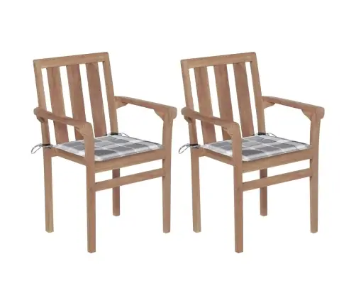 Dārza Krēsli, 2 Gab., Matrači Ar Četrstūriem, Masīvs Tīkkoks Vidaxl