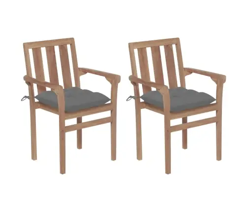 Dārza Krēsli, 2 Gab., Pelēki Matrači, Masīvs Tīkkoks Vidaxl