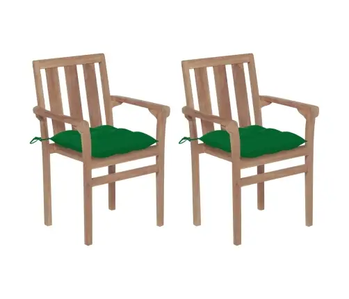 Dārza Krēsli, 2 Gab., Zaļi Matrači, Masīvs Tīkkoks Vidaxl