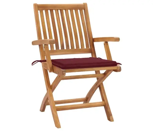 Dārza Krēsli, 2 Gab., Vīnsarkani Matrači, Masīvs Tīkkoks Vidaxl