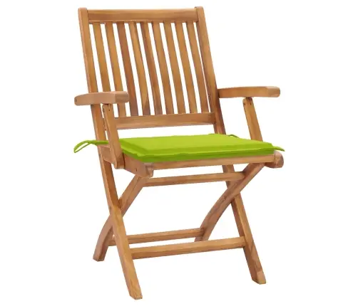 Dārza Krēsli, 2 Gab., Spilgti Zaļi Matrači, Masīvs Tīkkoks Vidaxl