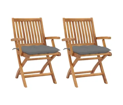 Dārza Krēsli, 2 Gab., Pelēki Matrači, Masīvs Tīkkoks Vidaxl