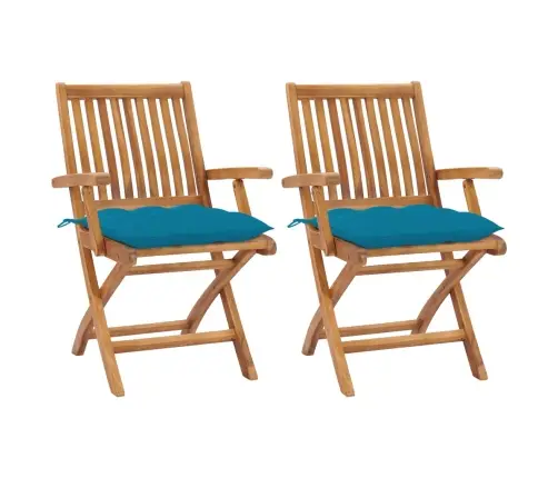 Dārza Krēsli, 2 Gab., Gaiši Zili Matrači, Masīvs Tīkkoks Vidaxl