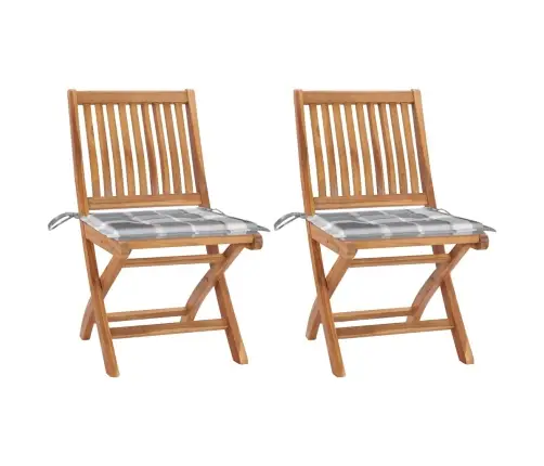 Dārza Krēsli, 2 Gab., Matrači Ar Četrstūriem, Masīvs Tīkkoks Vidaxl