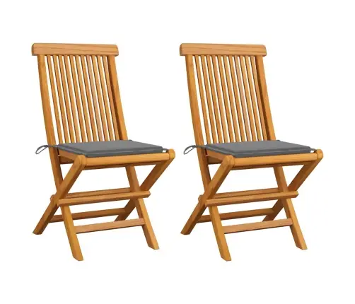 Dārza Krēsli, Pelēki Matrači, 2 Gab., Masīvs Tīkkoks Vidaxl