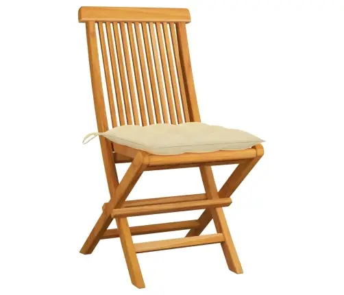 Dārza Krēsli, 2 Gab., Krēmbalti Matrači, Masīvs Tīkkoks Vidaxl