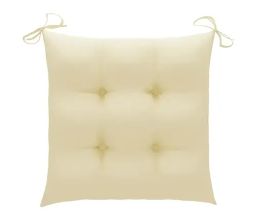 Dārza Krēsli, 2 Gab., Krēmbalti Matrači, Masīvs Tīkkoks Vidaxl