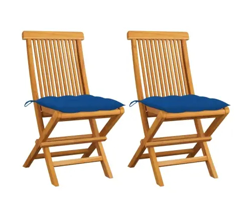 Dārza Krēsli, Zili Matrači, 2 Gab., Masīvs Tīkkoks Vidaxl